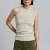 Low Classic Classic Rib Sleeveless Top - Beige CLOTHING
