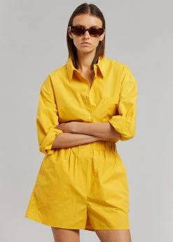 The Frankie Shop Lui Cotton Boxer Short - Gold Yellow