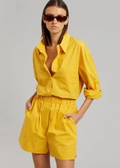 The Frankie Shop Lui Cotton Boxer Short - Gold Yellow