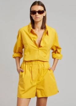 The Frankie Shop Lui Cotton Boxer Short - Gold Yellow