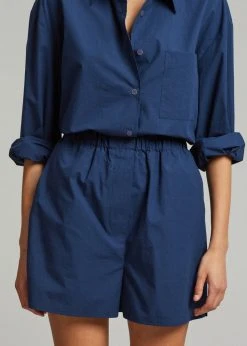 The Frankie Shop CLOTHING Lui Cotton Boxer Short - Navy