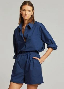 The Frankie Shop CLOTHING Lui Cotton Boxer Short - Navy