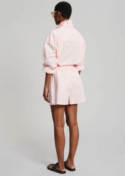 The Frankie Shop Lui Cotton Boxer Short - Pink Stripe CLOTHING