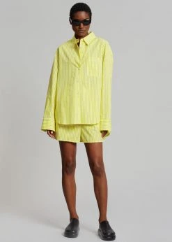 The Frankie Shop Lui Cotton Shirt - Citrus Stripe CLOTHING