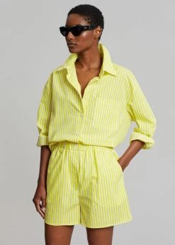 The Frankie Shop Lui Cotton Shirt - Citrus Stripe CLOTHING