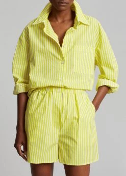 The Frankie Shop Lui Cotton Shirt - Citrus Stripe CLOTHING