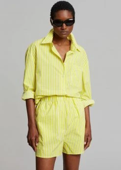 The Frankie Shop Lui Cotton Shirt - Citrus Stripe CLOTHING