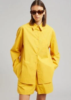 The Frankie Shop Lui Cotton Shirt - Gold Yellow CLOTHING