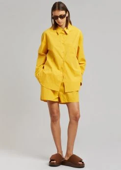 The Frankie Shop Lui Cotton Shirt - Gold Yellow CLOTHING