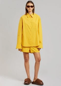 The Frankie Shop Lui Cotton Shirt - Gold Yellow CLOTHING