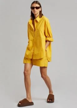 The Frankie Shop Lui Cotton Shirt - Gold Yellow CLOTHING