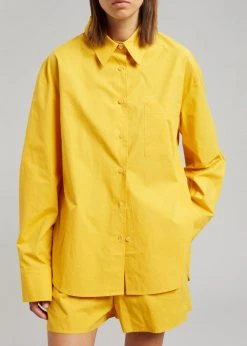 The Frankie Shop Lui Cotton Shirt - Gold Yellow CLOTHING