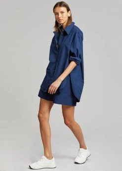 The Frankie Shop Lui Cotton Shirt - Navy