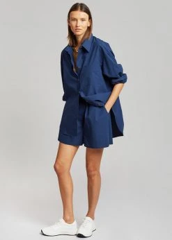 The Frankie Shop Lui Cotton Shirt - Navy