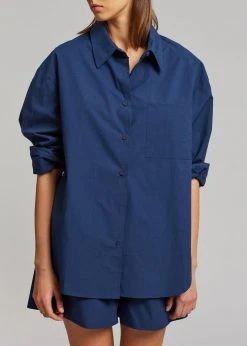 The Frankie Shop Lui Cotton Shirt - Navy