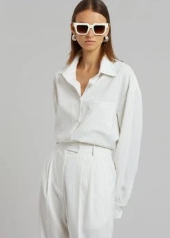 The Frankie Shop CLOTHING Lui Fluid Pinstripe Shirt - Off White