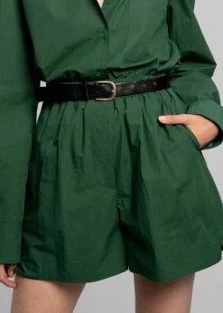 The Frankie Shop Lui Organic Cotton Boxer Short - Hunter Green