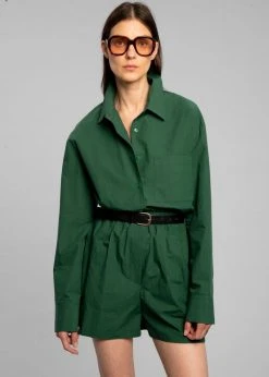 The Frankie Shop Lui Organic Cotton Boxer Short - Hunter Green