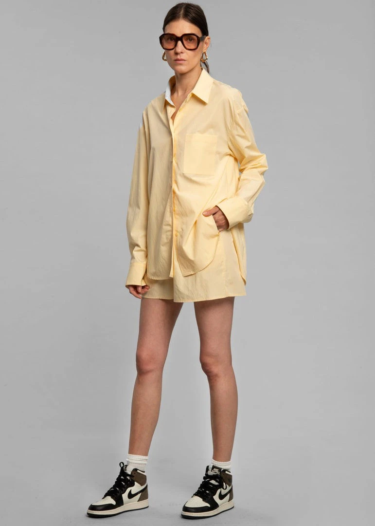 The Frankie Shop Lui Organic Cotton Boxer Short - Pale Yellow CLOTHING