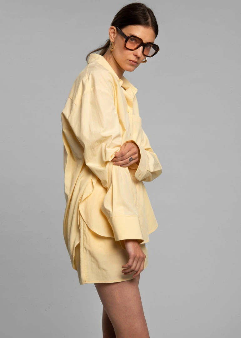 The Frankie Shop Lui Organic Cotton Boxer Short - Pale Yellow CLOTHING