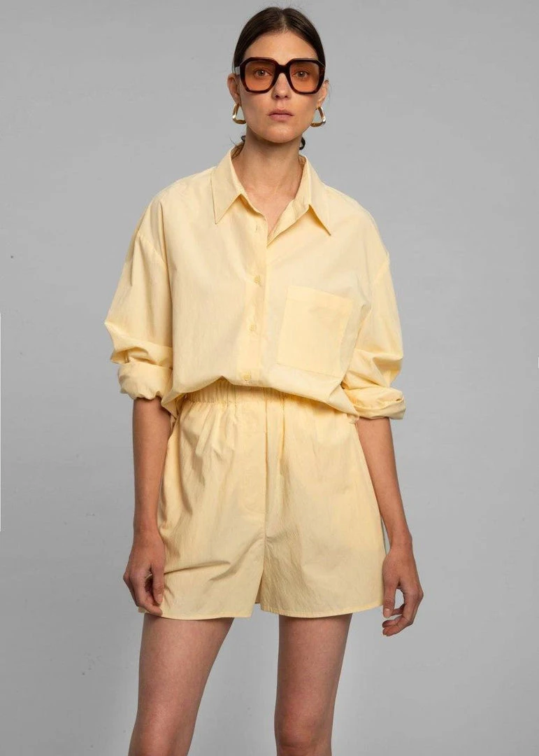 The Frankie Shop Lui Organic Cotton Boxer Short - Pale Yellow CLOTHING
