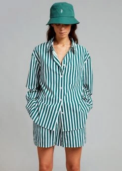 The Frankie Shop Lui Organic Cotton Boxer Short - Pine Stripe