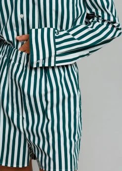 The Frankie Shop Lui Organic Cotton Boxer Short - Pine Stripe