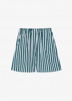 The Frankie Shop Lui Organic Cotton Boxer Short - Pine Stripe