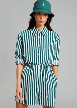 The Frankie Shop Lui Organic Cotton Boxer Short - Pine Stripe