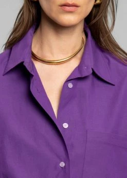 The Frankie Shop Lui Organic Cotton Shirt - Berry CLOTHING