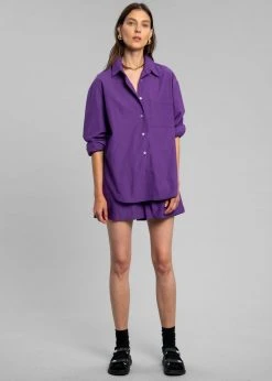 The Frankie Shop Lui Organic Cotton Shirt - Berry CLOTHING