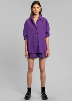 The Frankie Shop Lui Organic Cotton Shirt - Berry CLOTHING