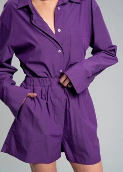 The Frankie Shop Lui Organic Cotton Shirt - Berry CLOTHING