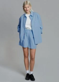 The Frankie Shop Lui Organic Cotton Shirt - Blue CLOTHING