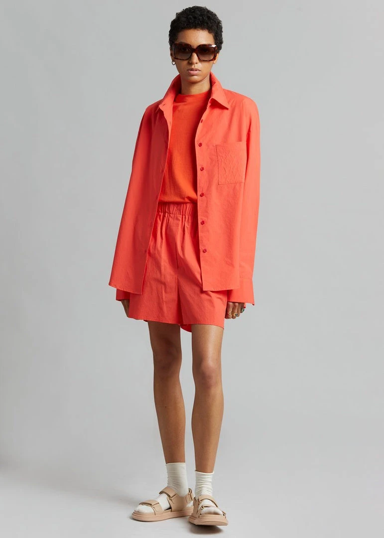 The Frankie Shop Lui Organic Cotton Shirt - Chili