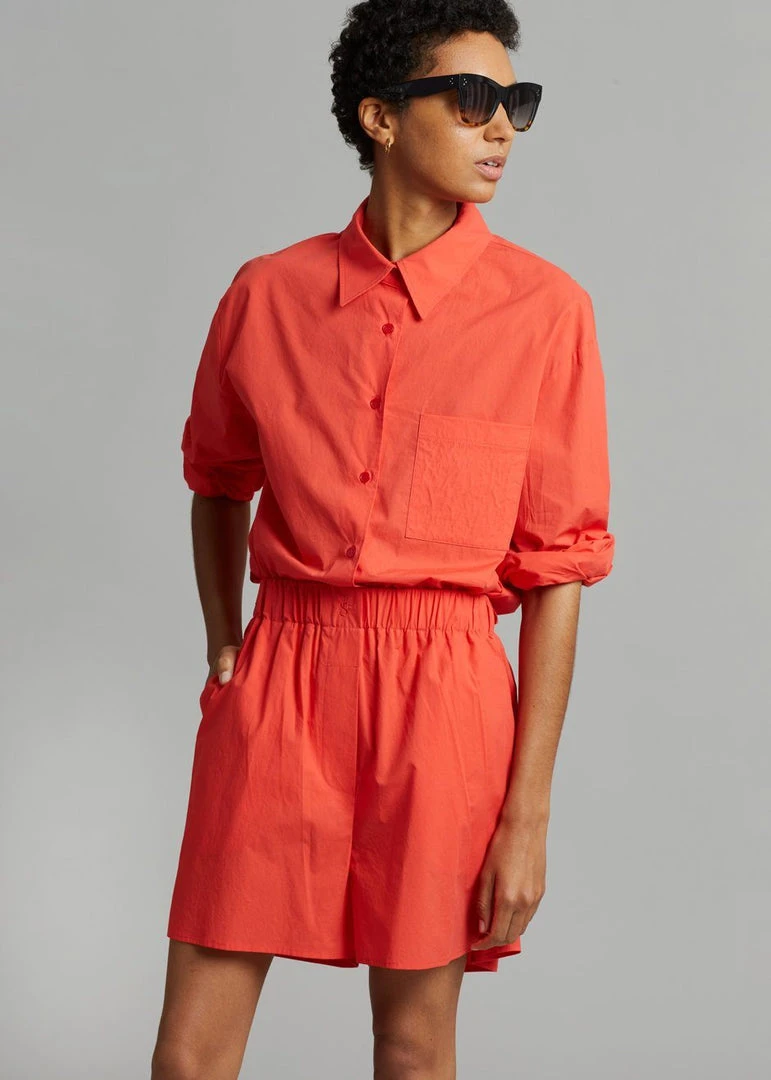 The Frankie Shop Lui Organic Cotton Shirt - Chili