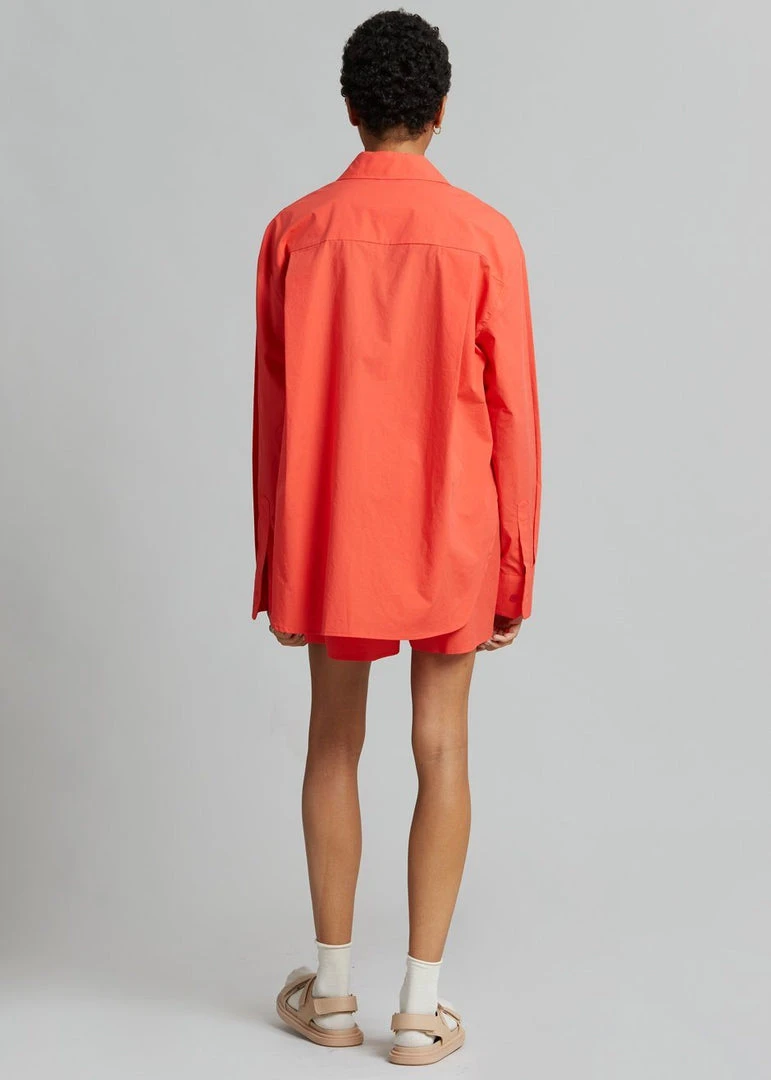 The Frankie Shop Lui Organic Cotton Shirt - Chili