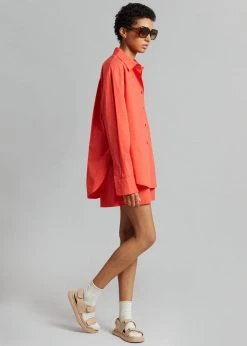 The Frankie Shop Lui Organic Cotton Shirt - Chili