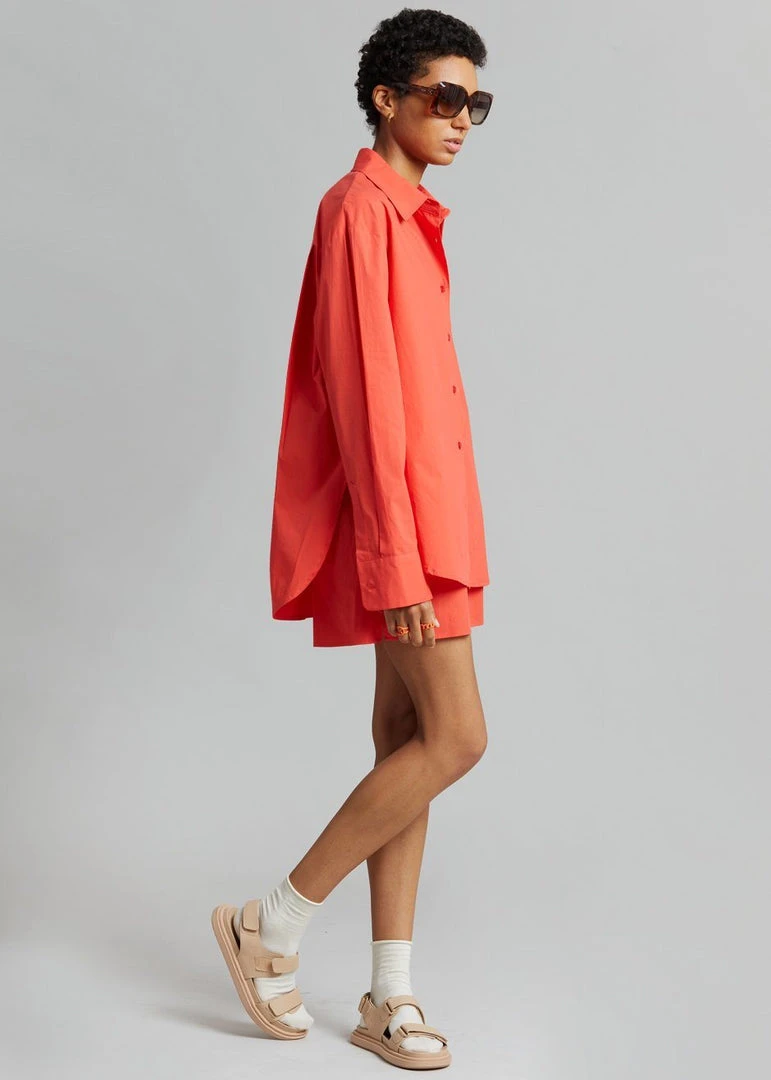 The Frankie Shop Lui Organic Cotton Shirt - Chili