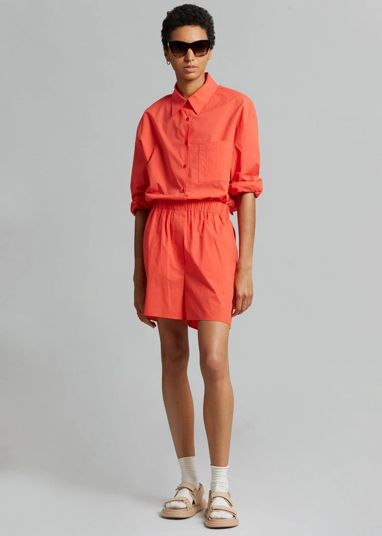 The Frankie Shop Lui Organic Cotton Shirt - Chili