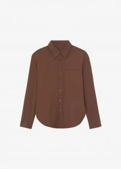 The Frankie Shop Lui Organic Cotton Shirt - Chocolate