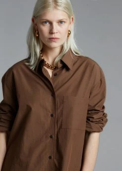 The Frankie Shop Lui Organic Cotton Shirt - Chocolate