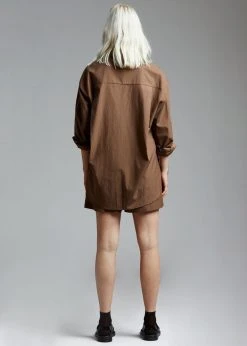 The Frankie Shop Lui Organic Cotton Shirt - Chocolate