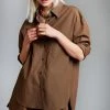 The Frankie Shop Lui Organic Cotton Shirt - Chocolate