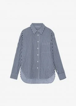 The Frankie Shop Lui Organic Cotton Shirt - Navy Stripe