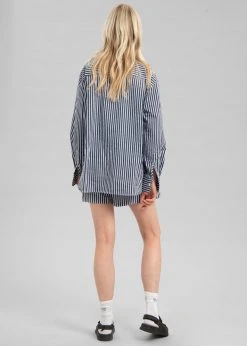 The Frankie Shop Lui Organic Cotton Shirt - Navy Stripe
