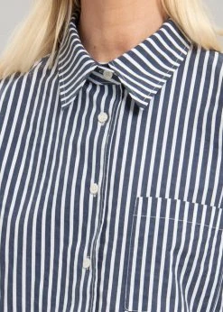 The Frankie Shop Lui Organic Cotton Shirt - Navy Stripe