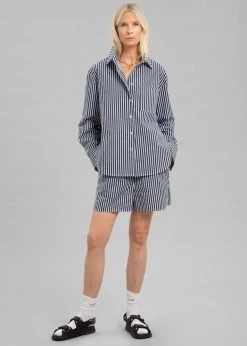 The Frankie Shop Lui Organic Cotton Shirt - Navy Stripe