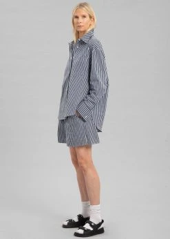 The Frankie Shop Lui Organic Cotton Shirt - Navy Stripe