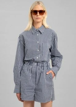 The Frankie Shop Lui Organic Cotton Shirt - Navy Stripe